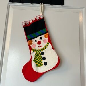 VINTAGE Christmas Stocking snowman - homemade - unique